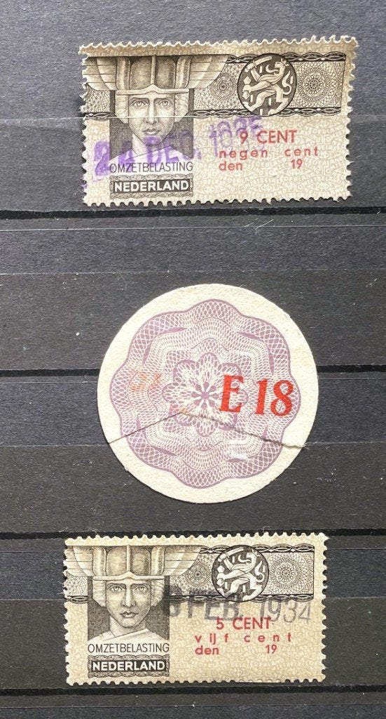 Fiscale zegels Nederland - 3 stuks - 1934 / 1935, Postzegels en Munten, Verzenden