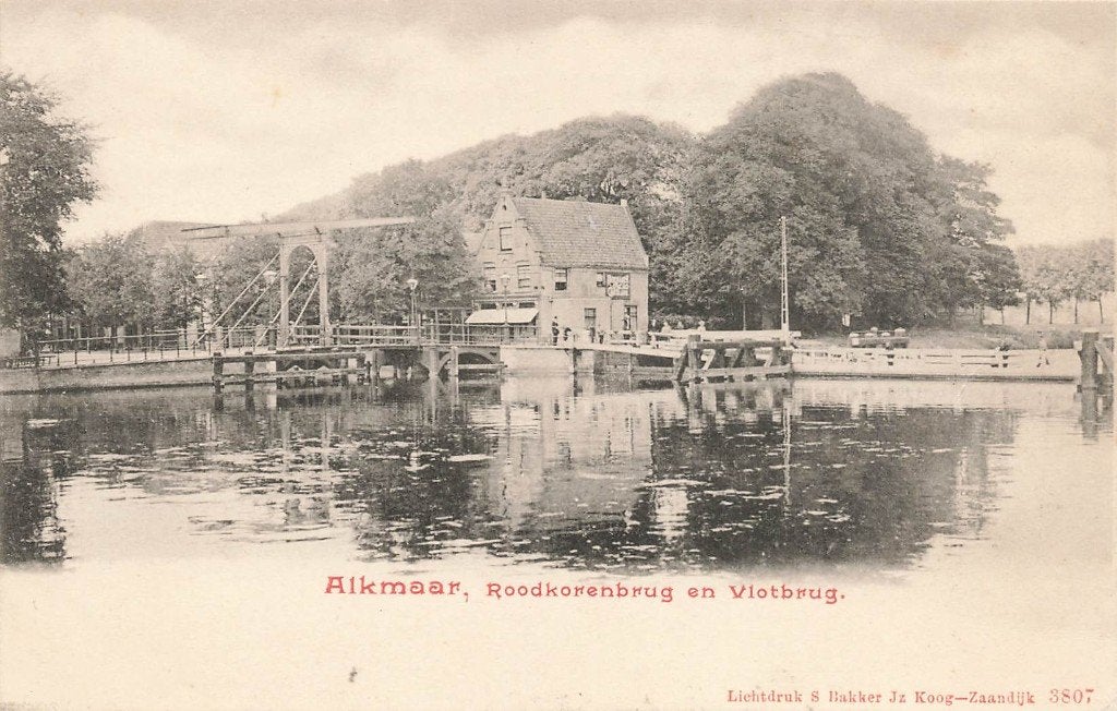 Alkmaar, Roodkorenbrug en Vlotbrug, Ophalen of Verzenden, Voor 1920, Ongelopen, Noord-Holland
