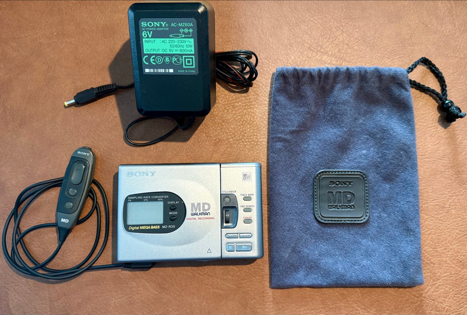 Sony MZ-R35 Minidisc Recorder met accessoires, Ophalen of Verzenden, Minidisc-recorder