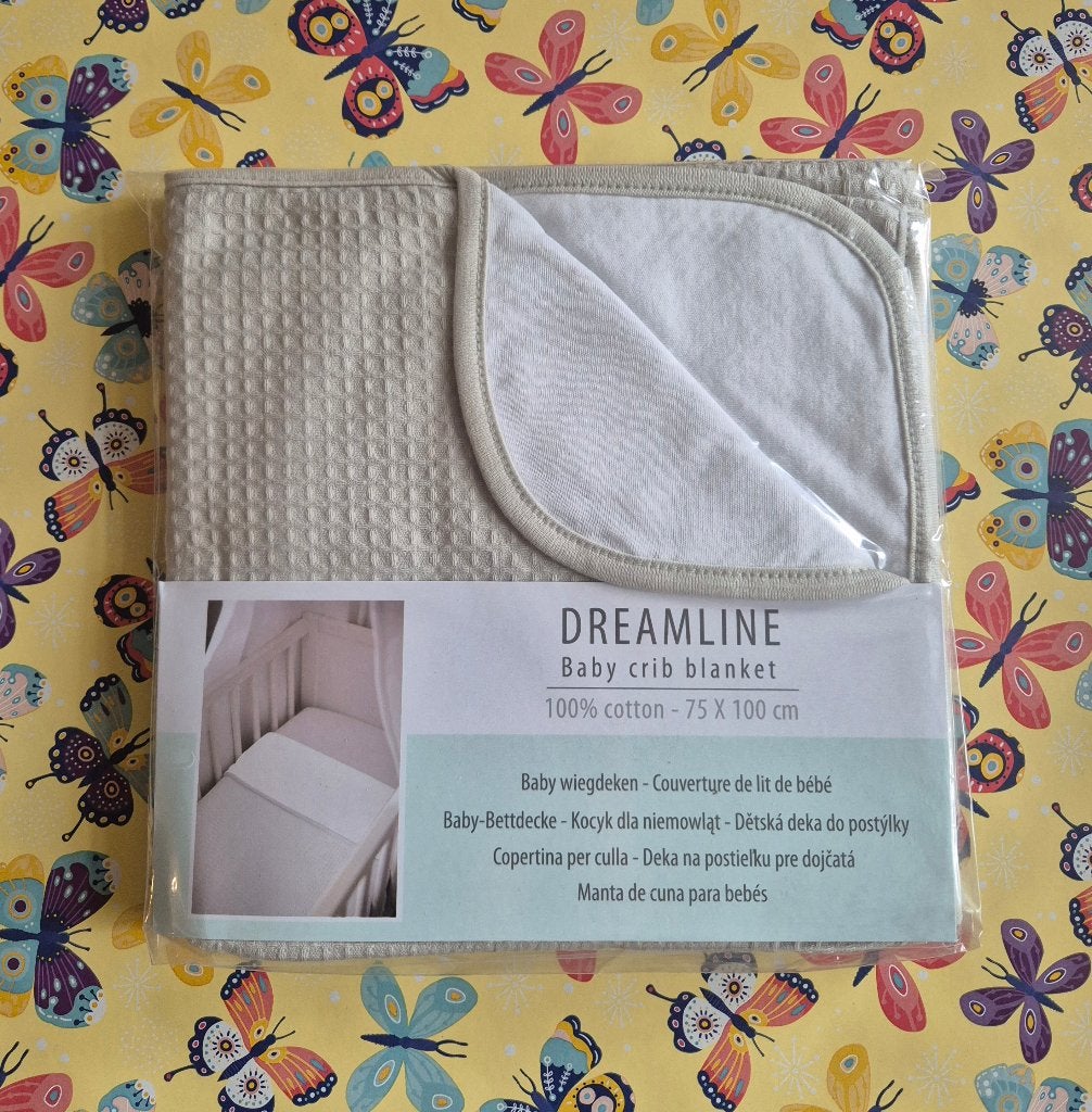 🍼 Nieuwe Dreamline baby wiegdeken grijs 100% katoen, Ademend, Nieuw, Grijs, 100 cm