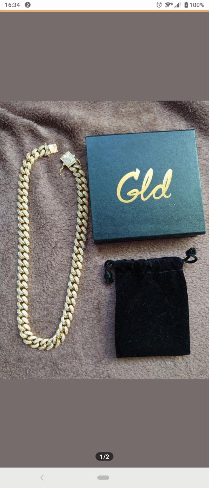 Gld - Gouden schakelketting golden cuban link chain 47 cm, Sieraden, Tassen en Uiterlijk, Kettingen, Ophalen of Verzenden, Nieuw
