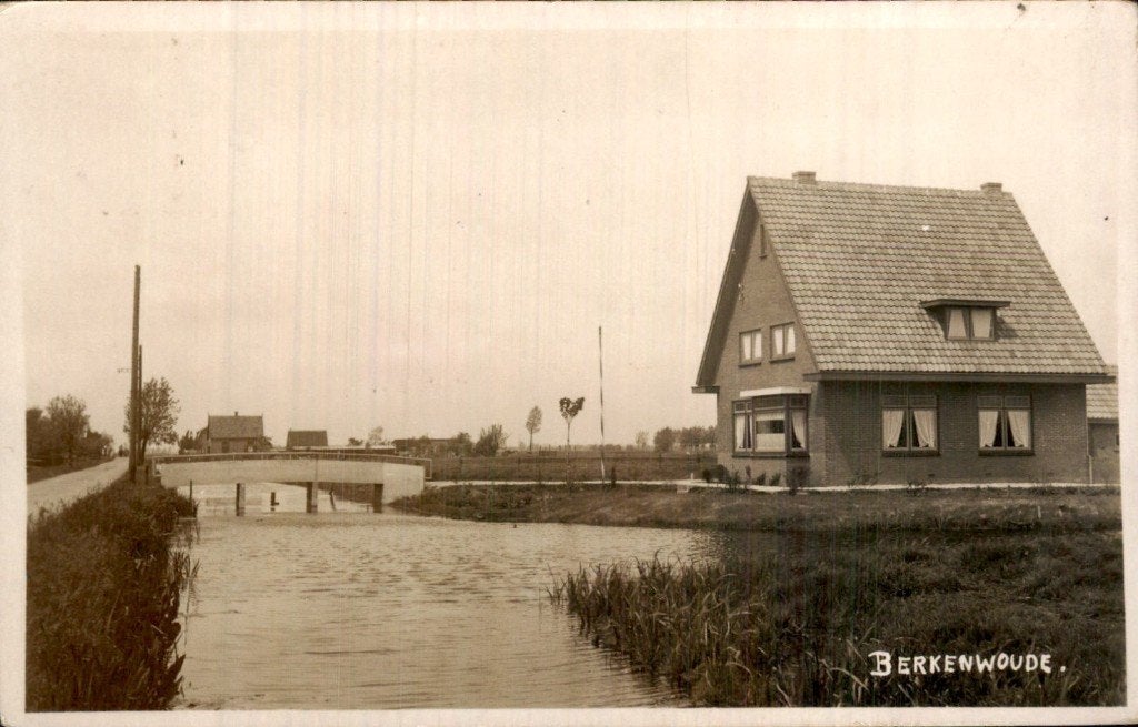 Berkenwoude - Fotokart - Huis - Brug, Ophalen of Verzenden, Voor 1920, Gelopen, Zuid-Holland