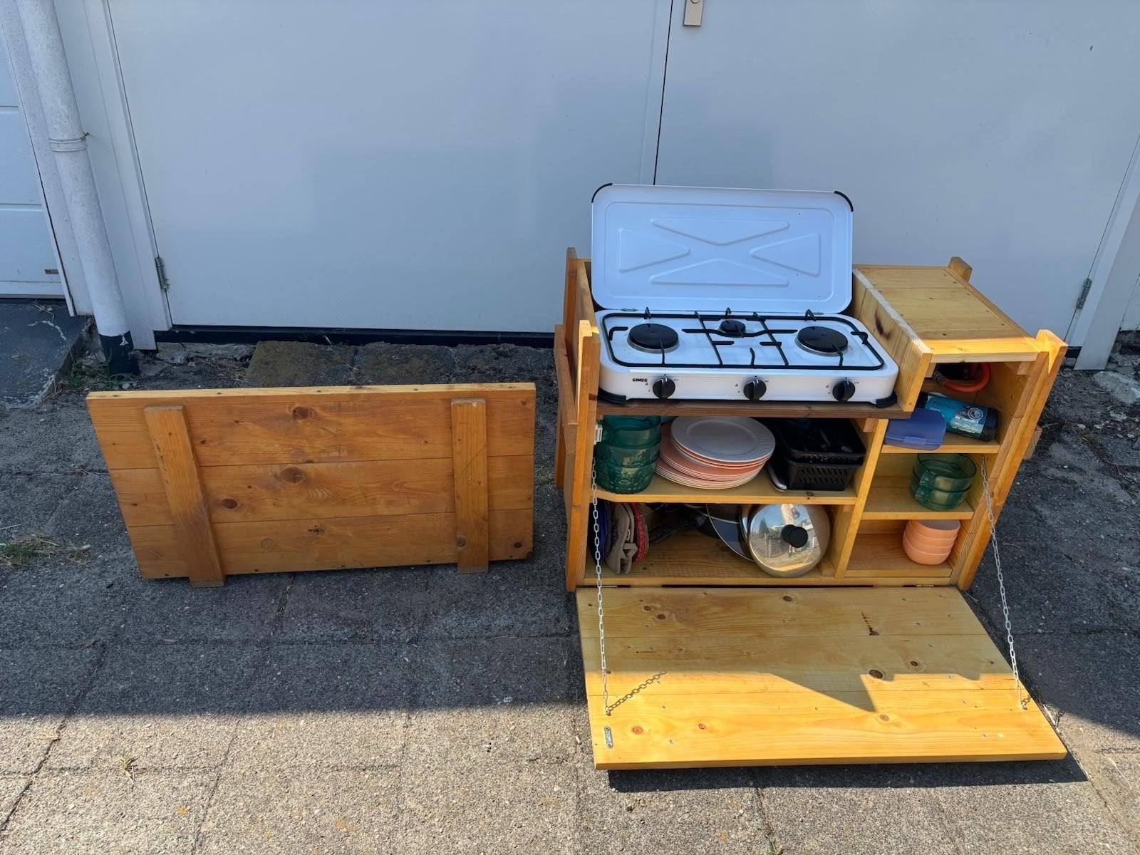 Houten campingkeuken / buitenkeuken (opvouwbaar), Ophalen, Gebruikt