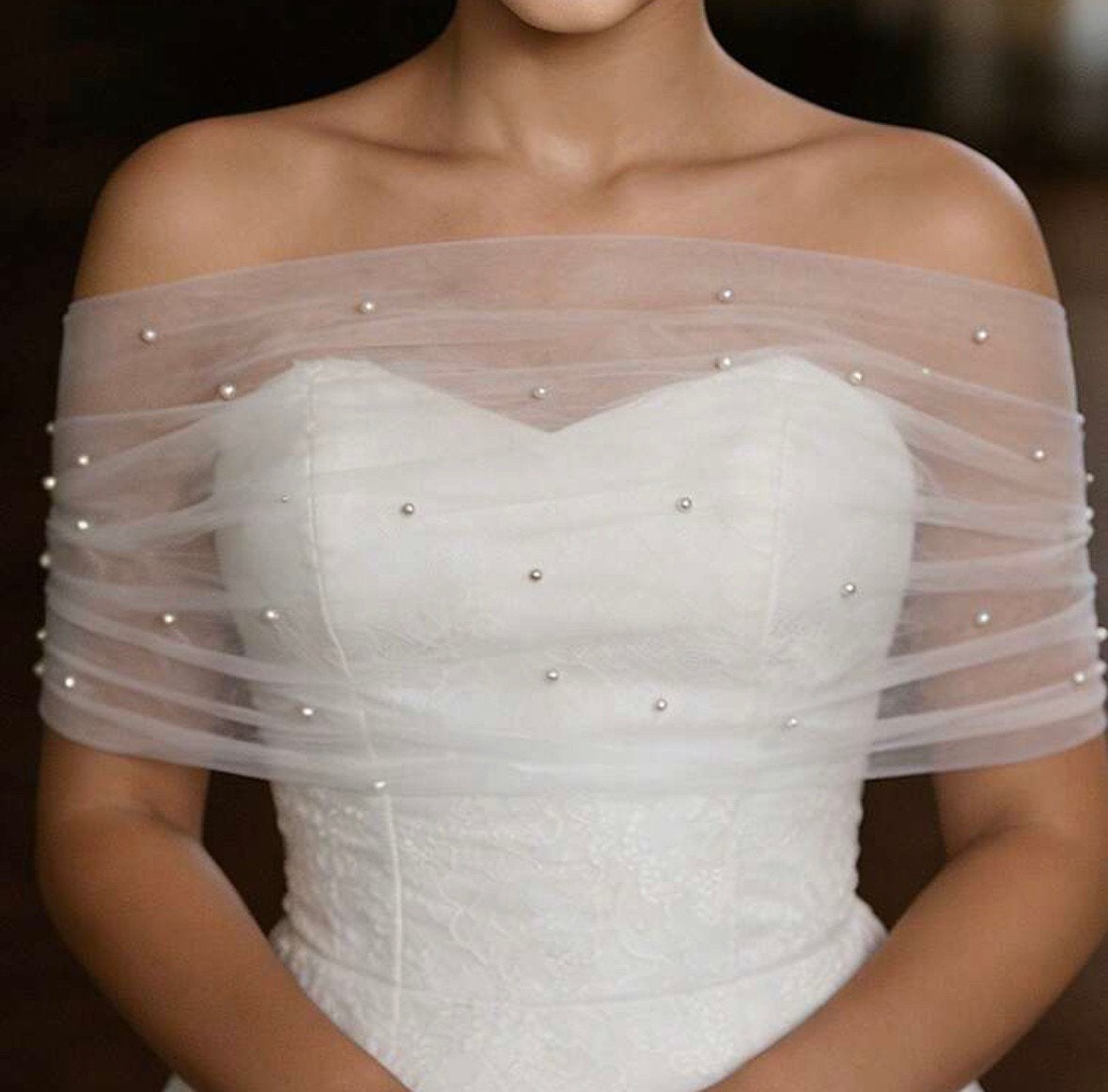 Chiffon sjaal met parels en kralen, Ophalen of Verzenden, Nieuw