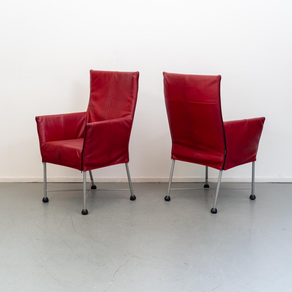 6 Prachtige Montis Chaplin stoelen, ferrari rood Highland, Niet ingevuld, Niet ingevuld, Leer, Ophalen of Verzenden