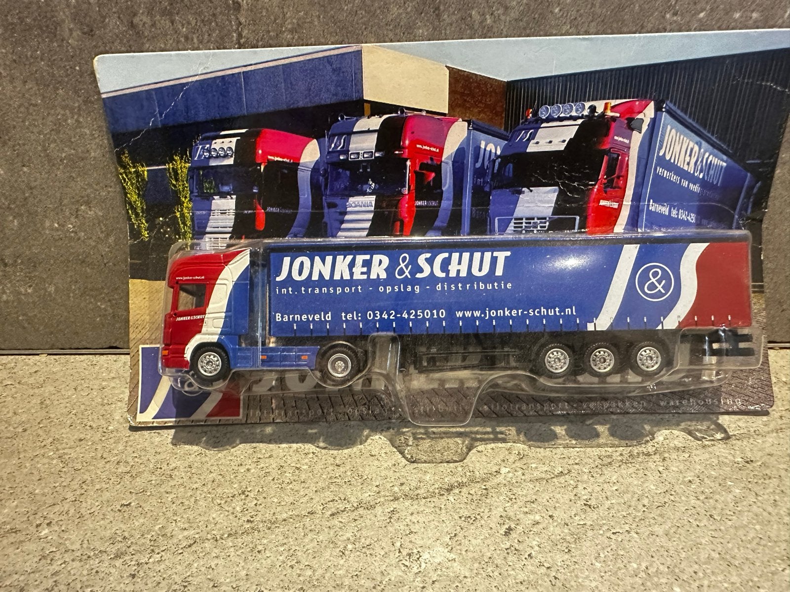 Modelvrachtwagen Jonker & Schut - Scania met oplegger, Overige merken, 1:32 tot 1:50, Nieuw, Ophalen of Verzenden