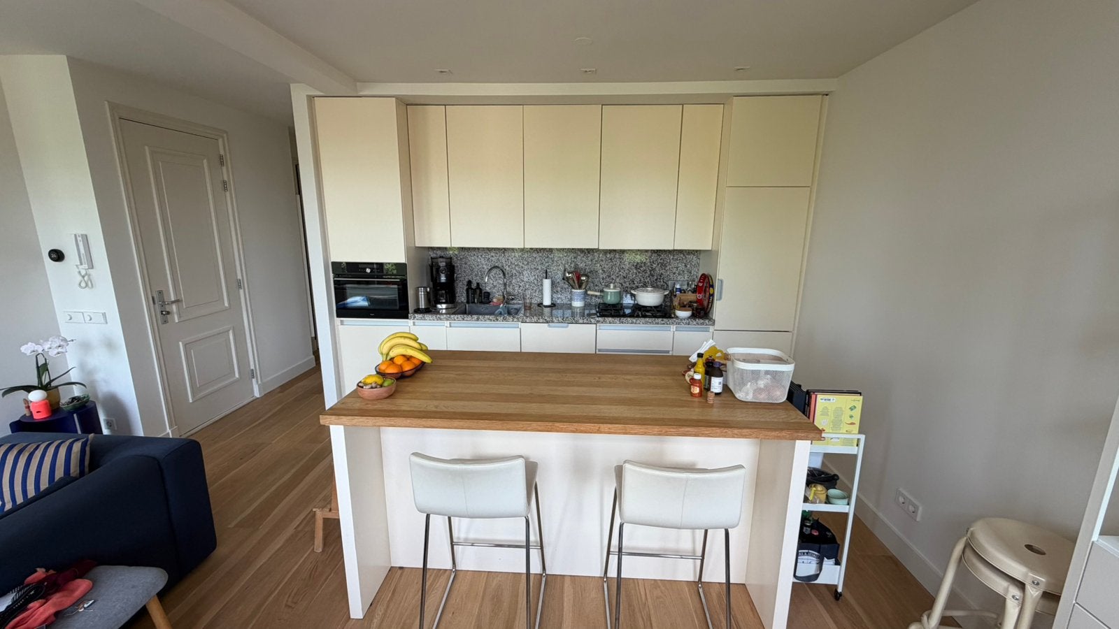 Kitchen Island with Solid Oak Worktop – Amsterdam, Huis en Inrichting, Keuken | Keukenelementen, Ophalen, Gebruikt, 75 cm of meer