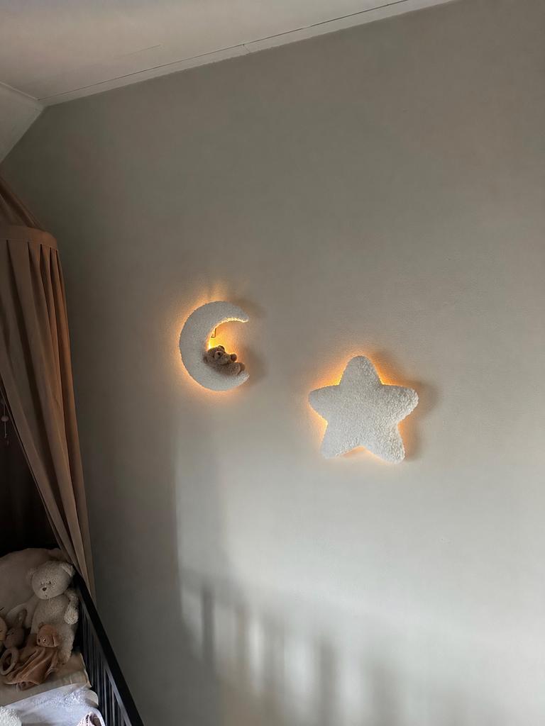 Set van 2 maan met beertje en ster wandlamp dreamlight, Ophalen of Verzenden, Nieuw, Lamp