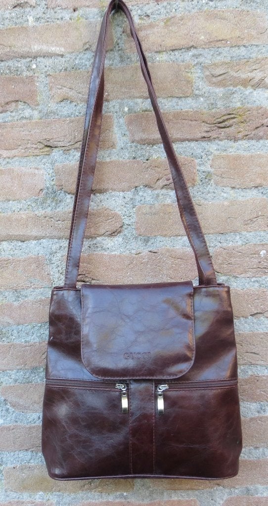 Gucci schouder tas met 2 binnen vakken met rits zgan, Overige kleuren, Zo goed als nieuw, Leer, Ophalen