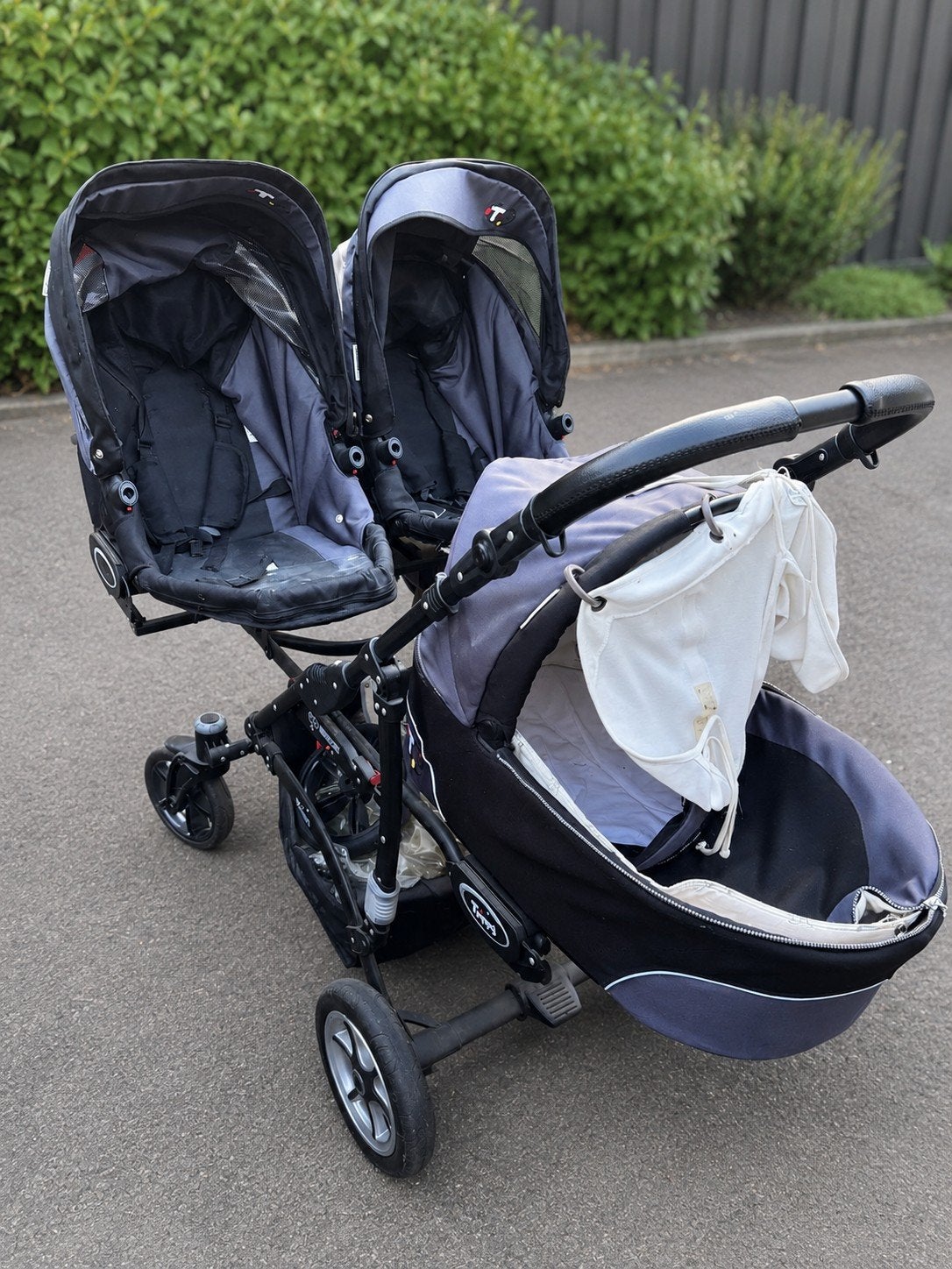 Trippy drieling meerling kinderwagen triplets 3 zits buggy, Gebruikt, ., Luchtbanden, Trippy