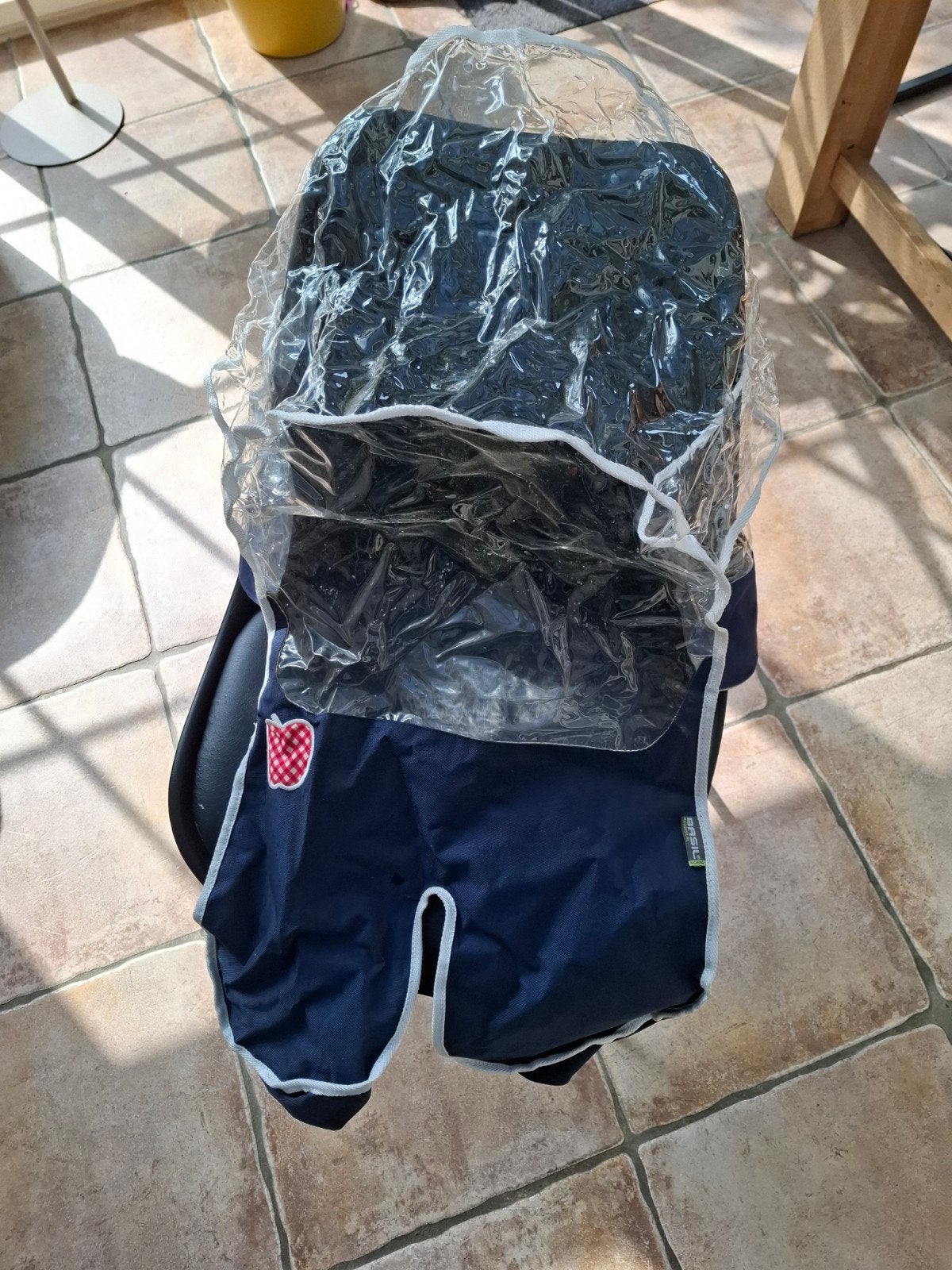 Basil fiets(voor)stoeltje regenhoes - Blauw, Ophalen of Verzenden, Gebruikt, Basil