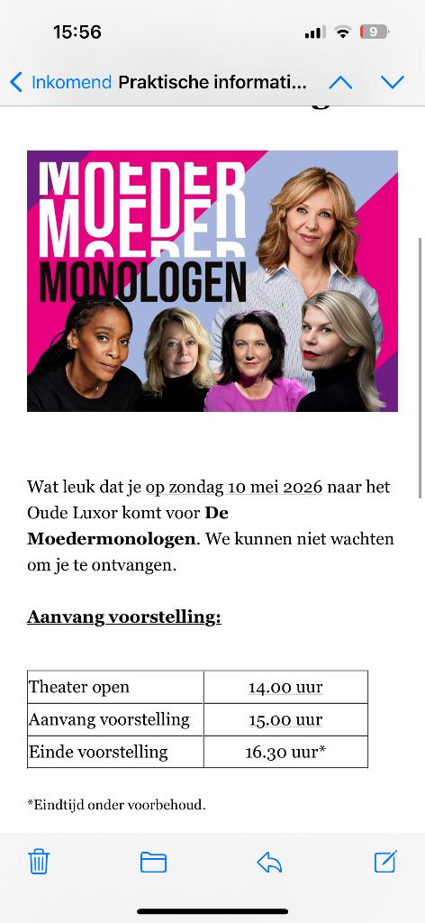 Vandaag! Moedermonologen in oude luxor, Tickets en Kaartjes, Twee personen, Mei