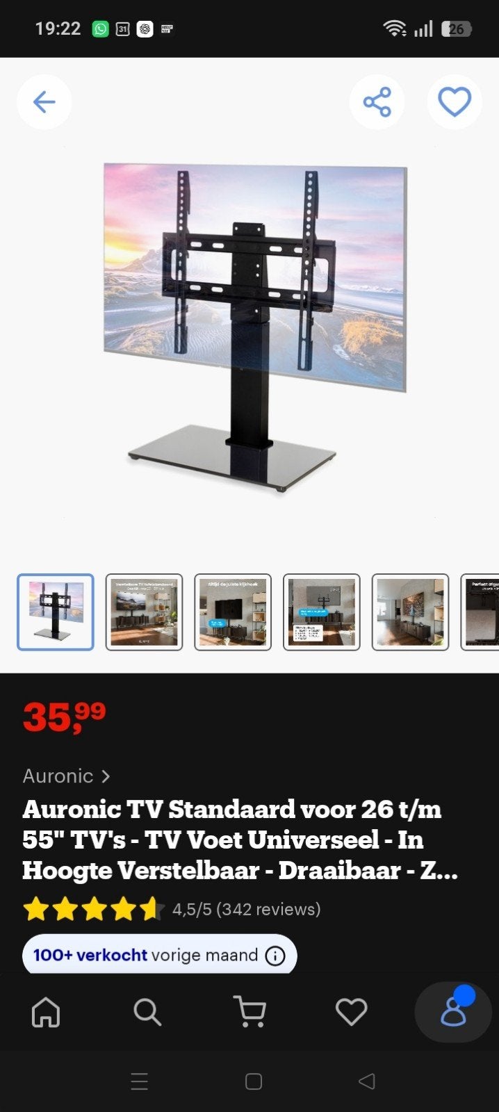 Auronic TV Standaard 26-55 inch - Universeel & Draaibaar, Ophalen of Verzenden