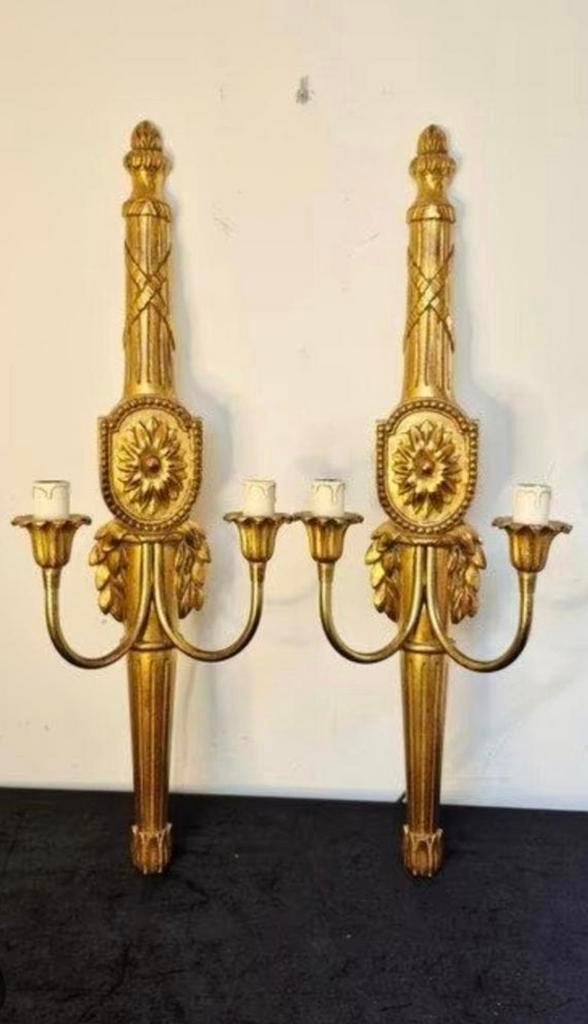 Vergulde houten wandlampen model Seize, Ophalen of Verzenden