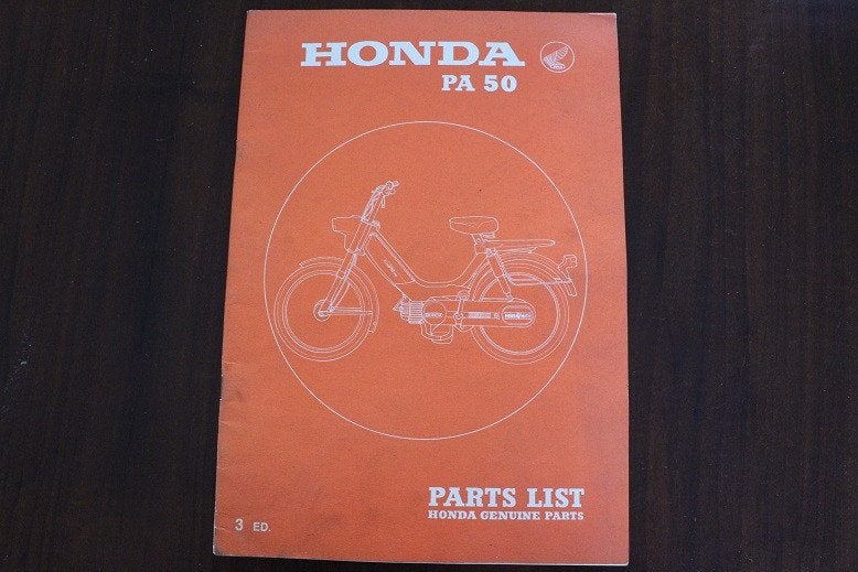 Honda PA50 Camino 1978 moped parts list onderdelen boek, Ophalen of Verzenden, Gebruikt