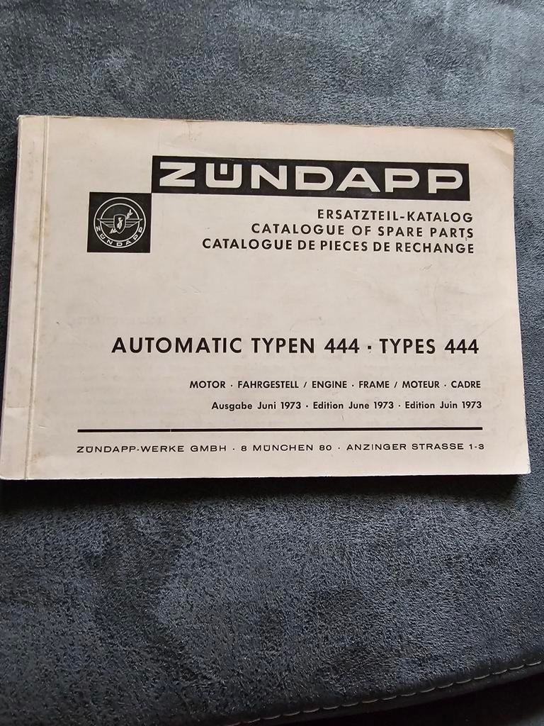 ZUNDAPP TYPE 444 AUTOMATIC ONDERDELEN BOEK ORIGINEEL, Ophalen of Verzenden, Gebruikt