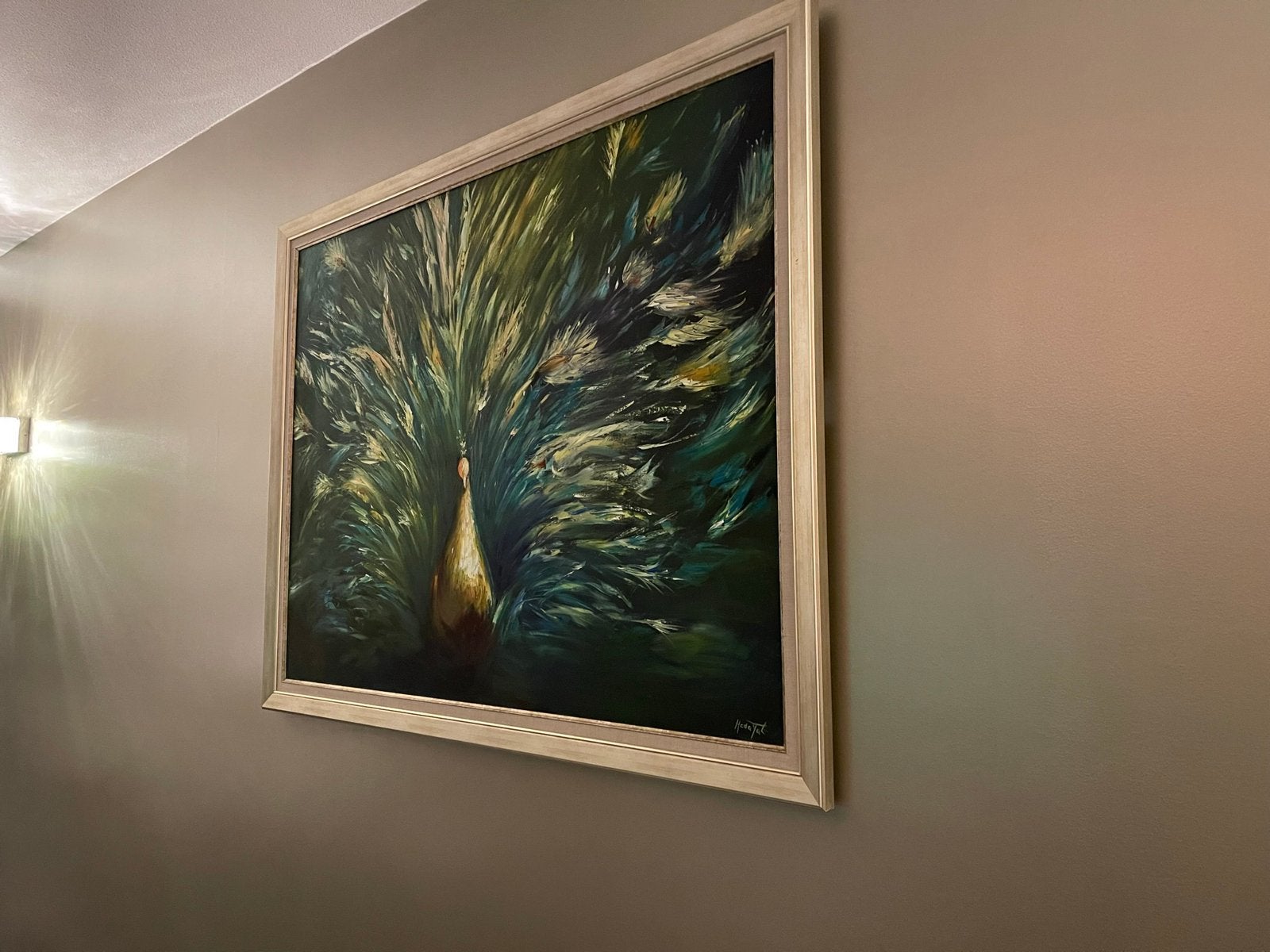 Schilderij abstracte pauw IMPASTO, Ophalen