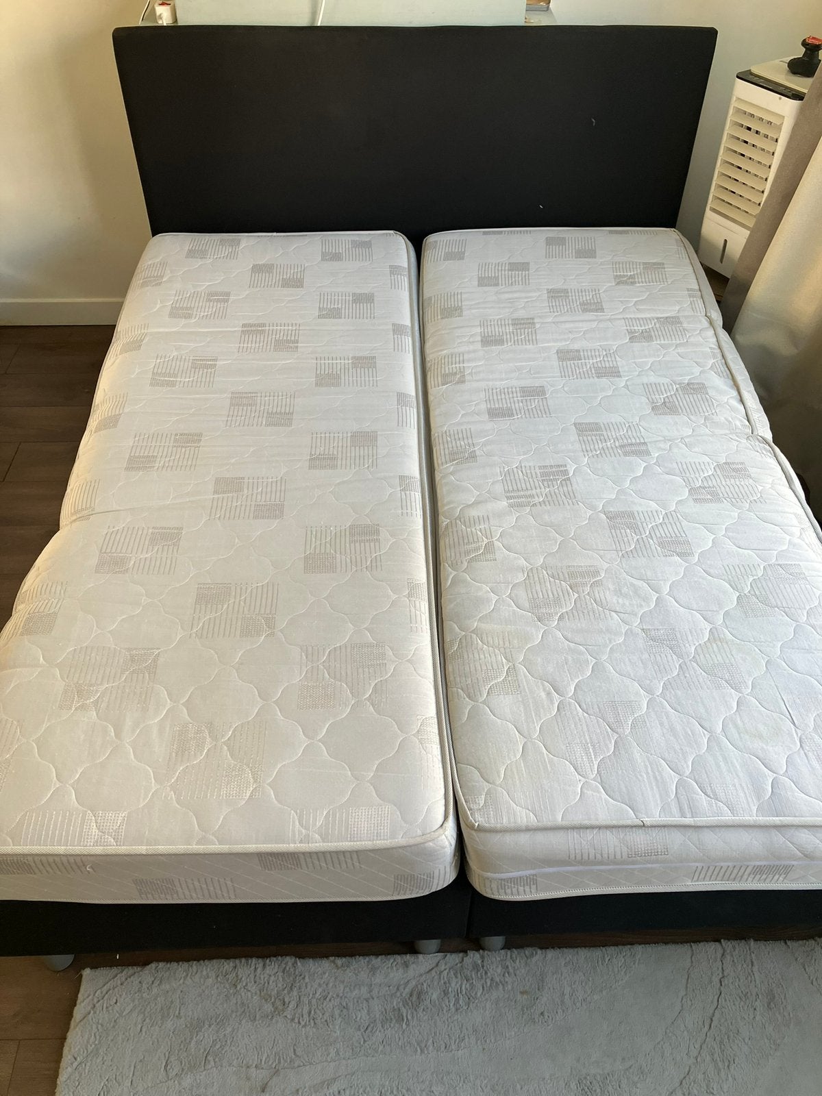 Compleet Boxspringbed 160x200 cm – Inclusief Matrassen, Ophalen, Zwart, Tweepersoons, Zo goed als nieuw
