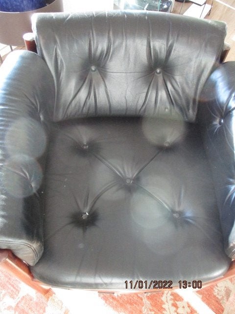 Fauteul: Scandinavisch Design, Ophalen, Leer, Gebruikt, Minder dan 75 cm