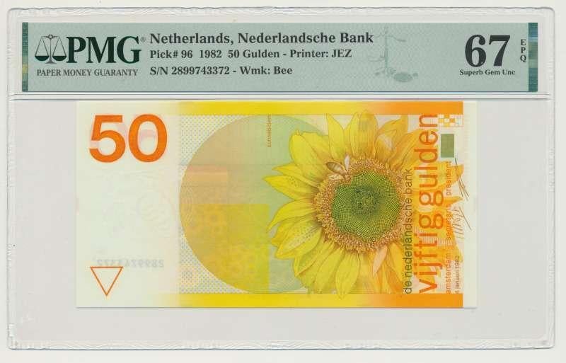 Nederland 50 Gulden 1982 Zonnebloem PMG67, Ophalen of Verzenden, 50 gulden, Los biljet