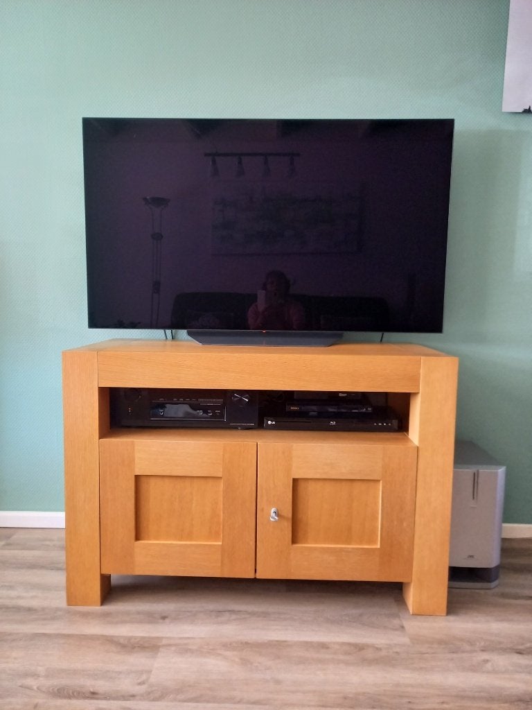 Tv meubel blank eiken, Huis en Inrichting, Kasten | Televisiemeubels, Ophalen, Gebruikt, 100 tot 150 cm, Eikenhout