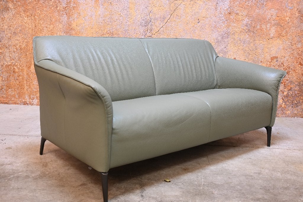 ZGANieuw! groene leren Leolux Mayon design bank, Leolux, Leolux, 150 tot 200 cm, Tweepersoons