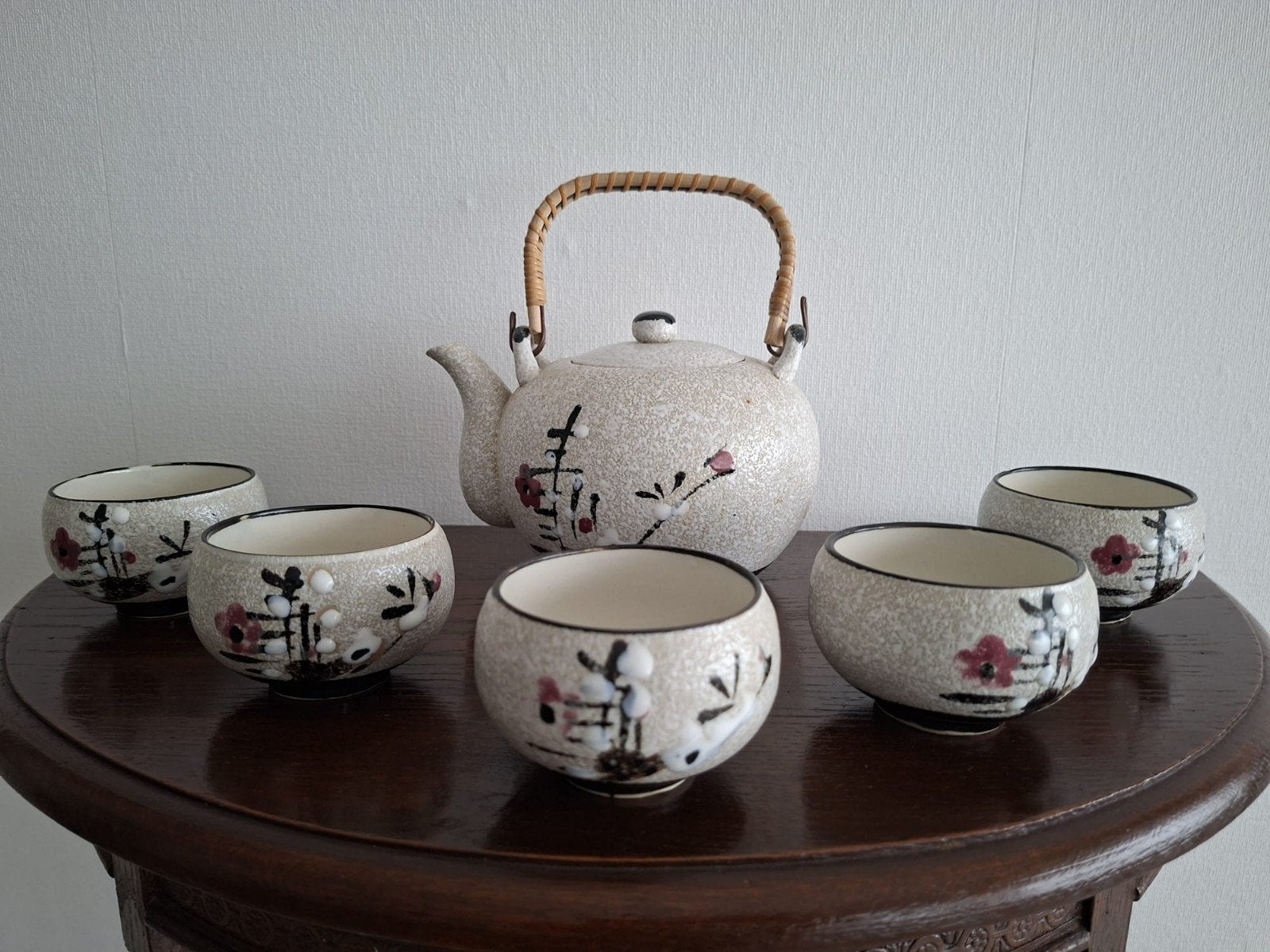 Vintage Japanse theeset - jaren '60, handgeschilderd, Ophalen