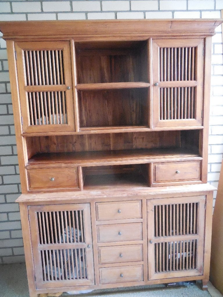 Indonesische teakhouten buffet/ vitrine wandkast, Ophalen of Verzenden