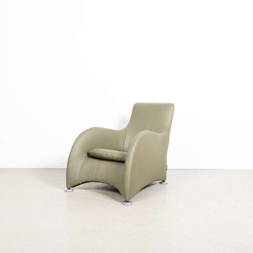 2x Montis Loge Fauteuil Groen Leer - Aluminium, Niet ingevuld, 100 tot 125 cm, Niet ingevuld, Zo goed als nieuw