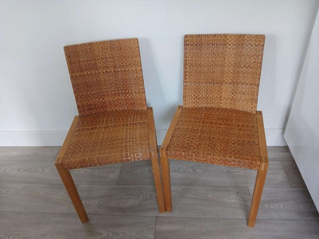 Set IKEA BROR Rotan Eetkamerstoelen, Ophalen, Twee, Bruin, Hout