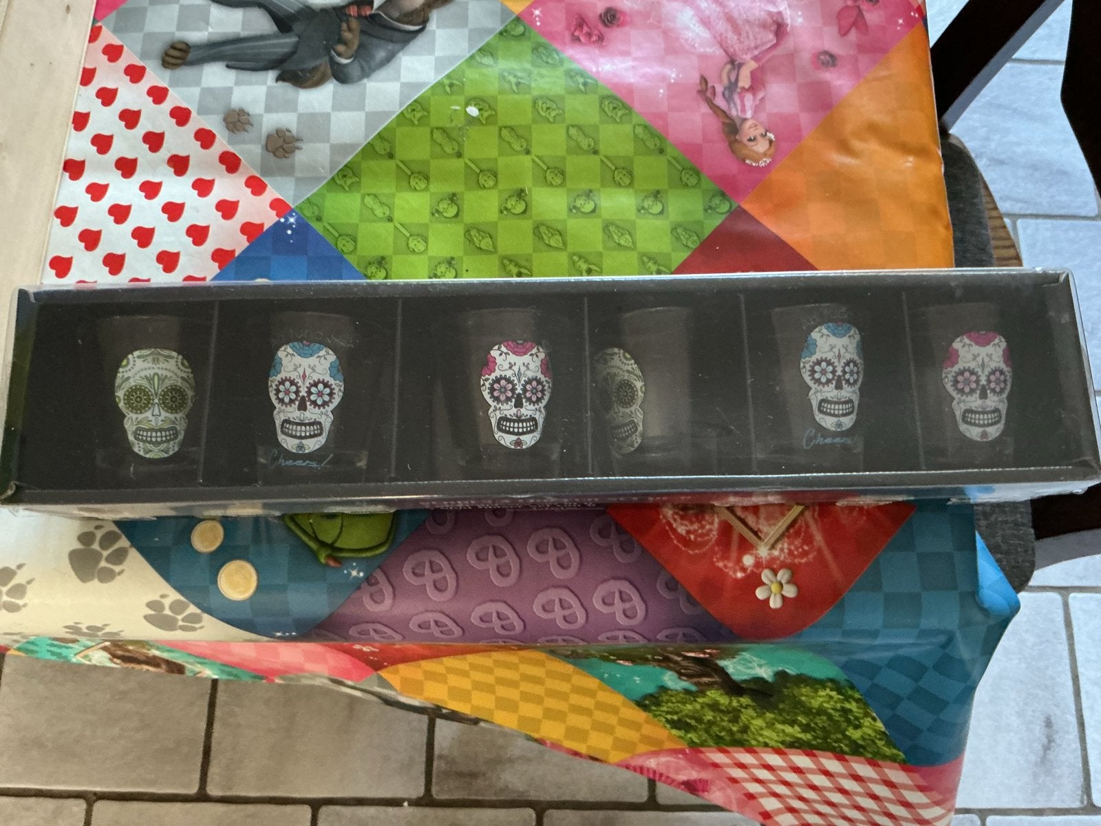 Set van 6 Dia de los Muertos shotglaasjes, Meerkleurig, Overige stijlen, Nieuw, Ophalen of Verzenden