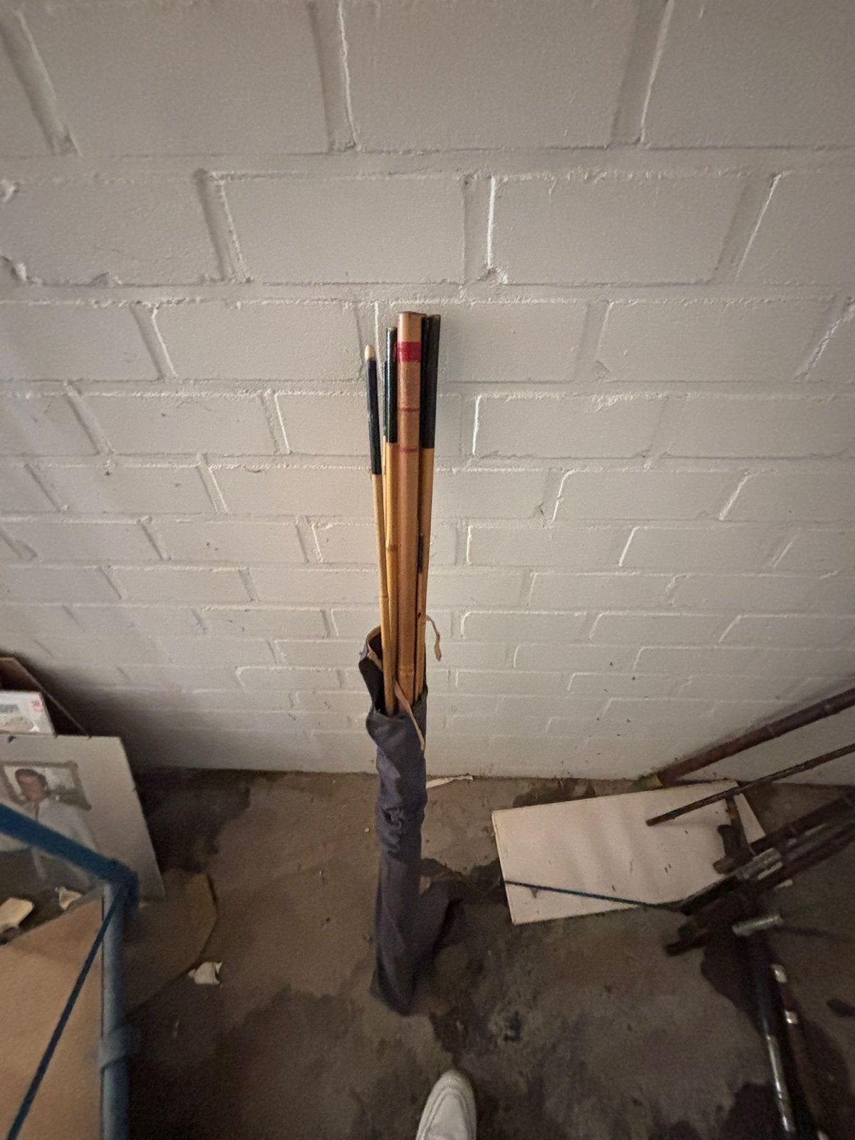 Set van bamboe vishengels in hoes, Ophalen, Gebruikt, Complete hengel
