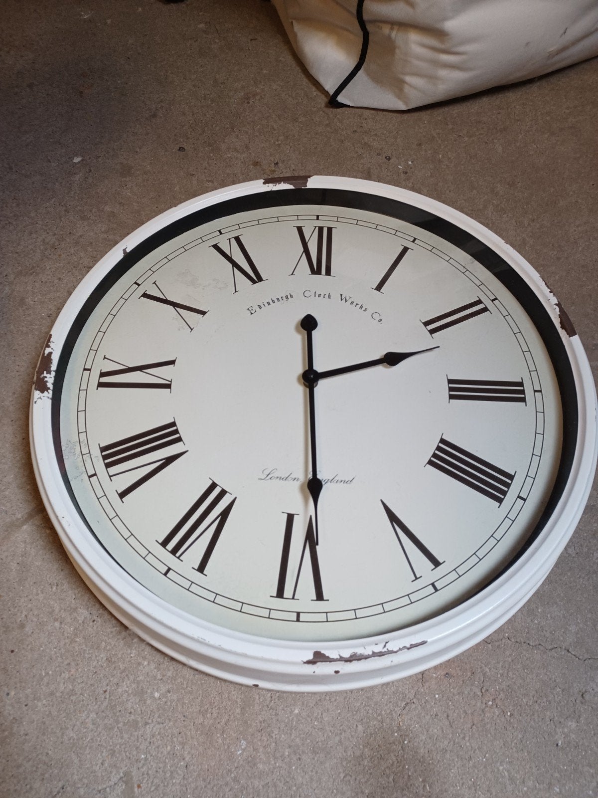 Grote Wandklok - Edinburgh Clock Works Co. - Ø 50cm, Ophalen, Wit, Vintage, Analoog