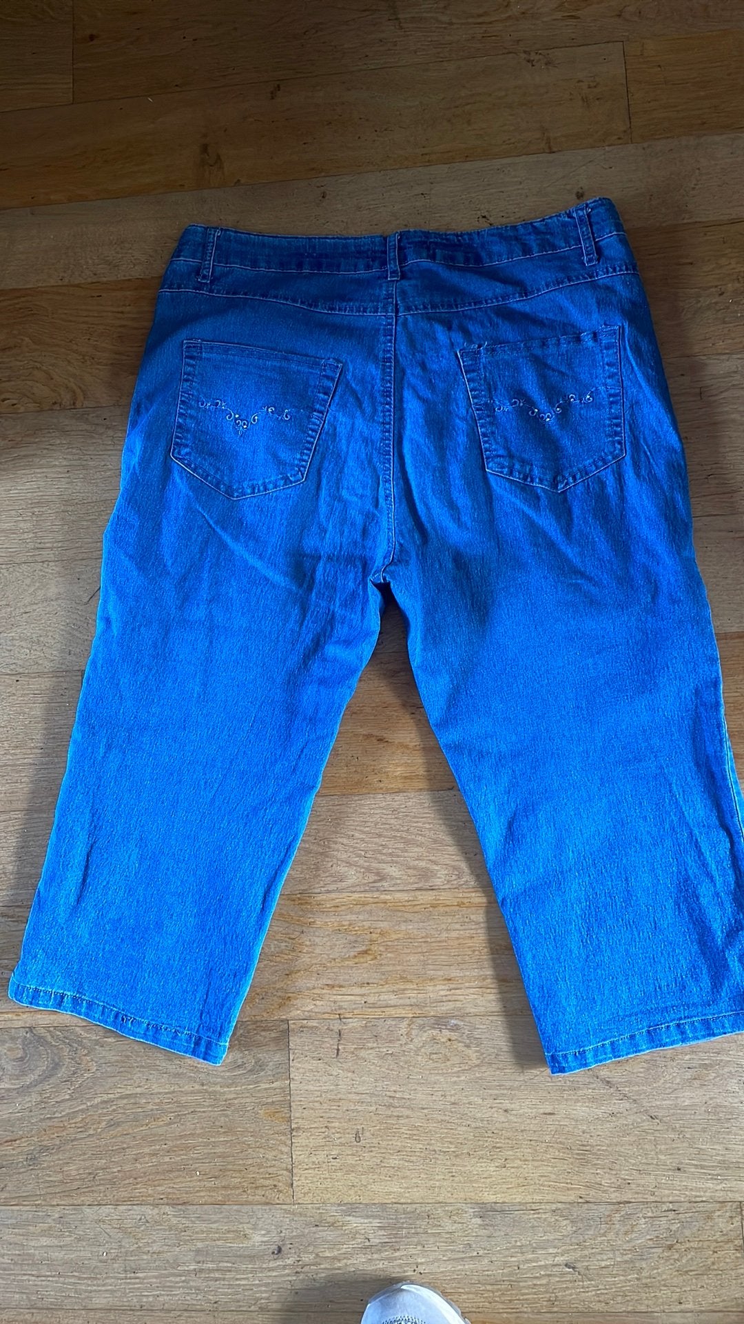 3/4 dames dunne spijkerbroek mt:48, Ophalen of Verzenden, Zo goed als nieuw, Maat 48/50 (M), Blauw