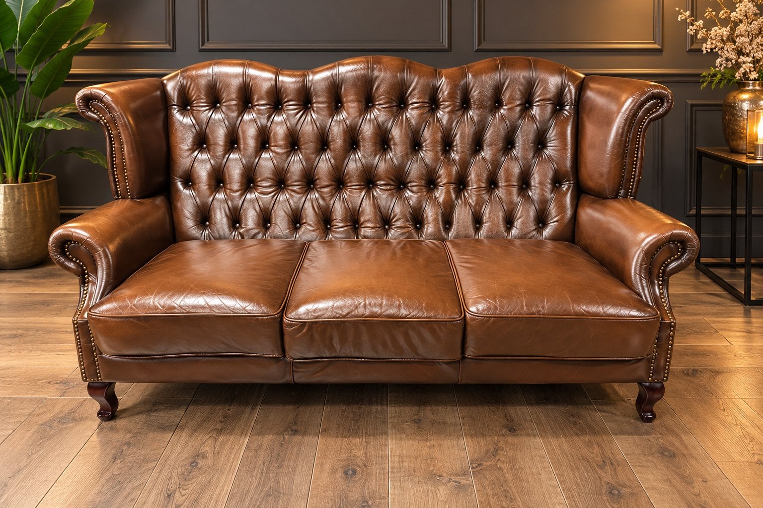 Klassieke Chesterfield Lederen 3 Zits !!!, Ophalen of Verzenden, Zo goed als nieuw, 75 tot 100 cm