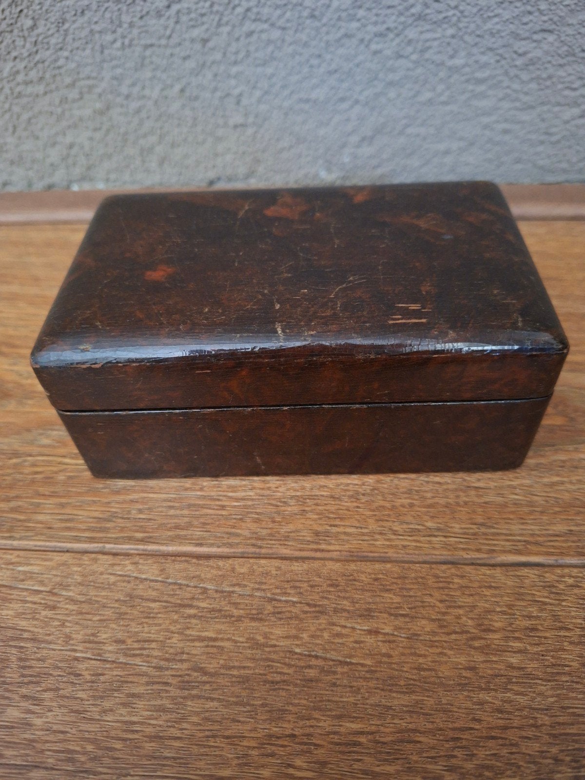 Antieke houten doos met fluwelen voering, Ophalen of Verzenden