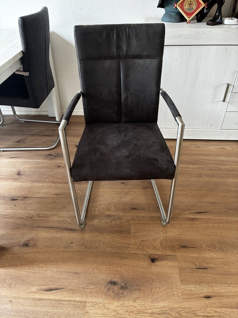 Eetkamerstoelen (set van 4), Huis en Inrichting, Stoelen, Ophalen, Gebruikt, Modern geborsteld staal design robuust, Zwart