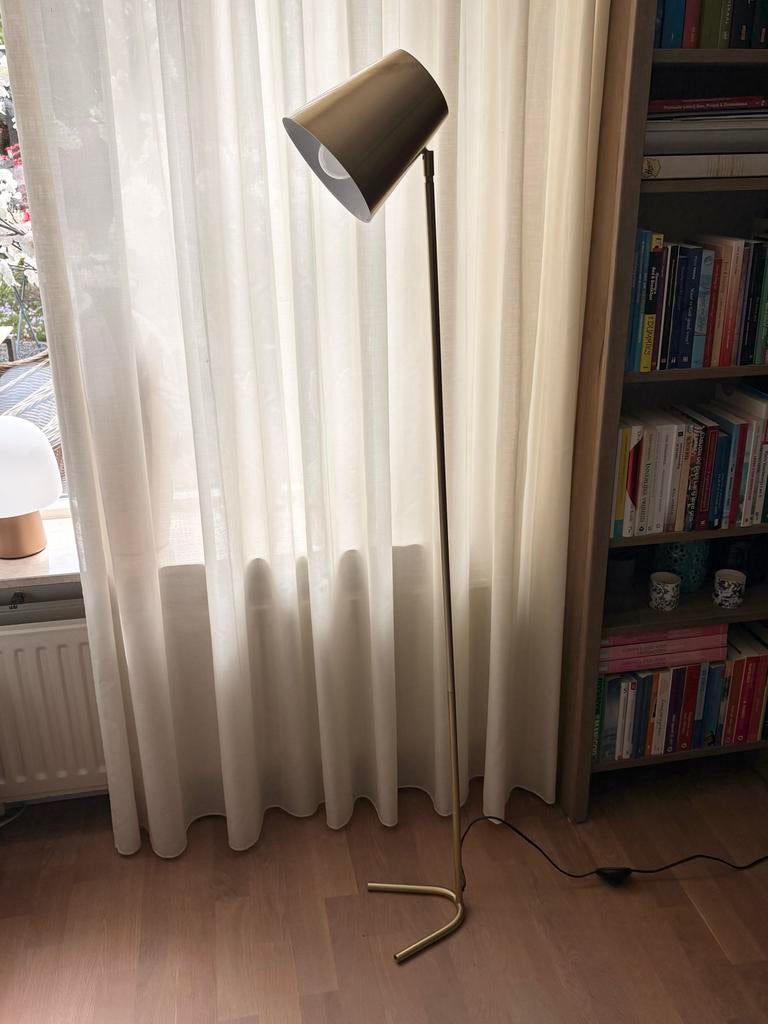 Leitmotiv Vloerlamp Geborsteld Goud - Goede Staat, Huis en Inrichting, Ophalen, Zo goed als nieuw, Metaal, 100 tot 150 cm
