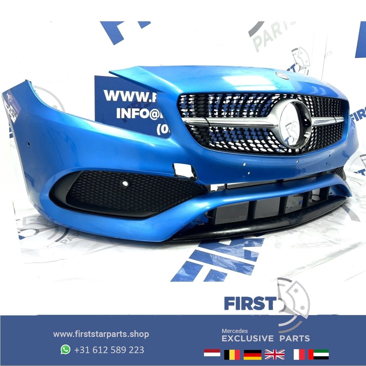 W176 BUMPER FACELIFT AMG VOORBUMPER BLAUW Mercedes A Klasse, Gebruikt, -, Voor, Ophalen of Verzenden