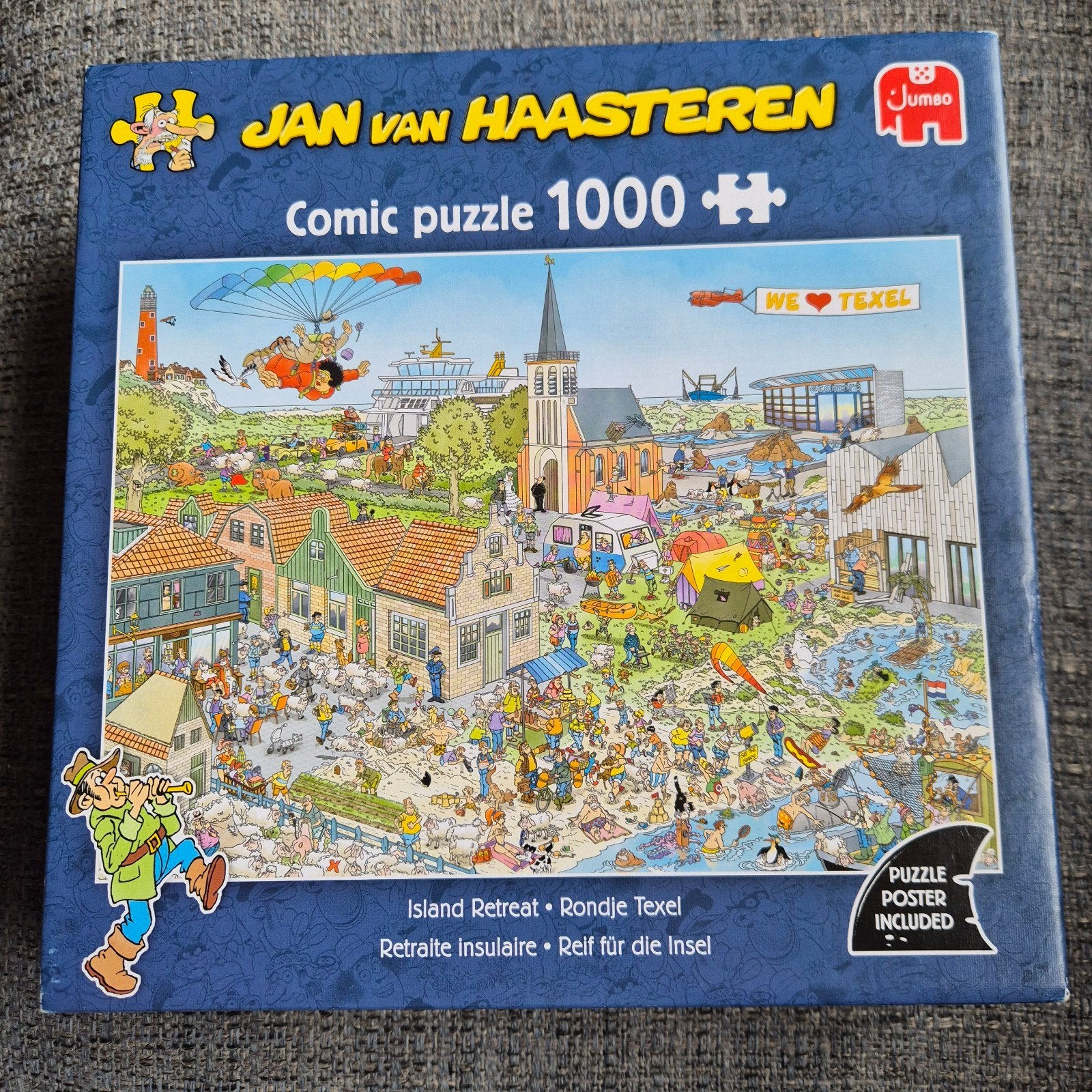 Jan van Haasteren Comic Puzzle 1000 stukjes - Rondje Texel, Ophalen of Verzenden, Meer dan 50 stukjes, Zo goed als nieuw, 6 jaar of ouder
