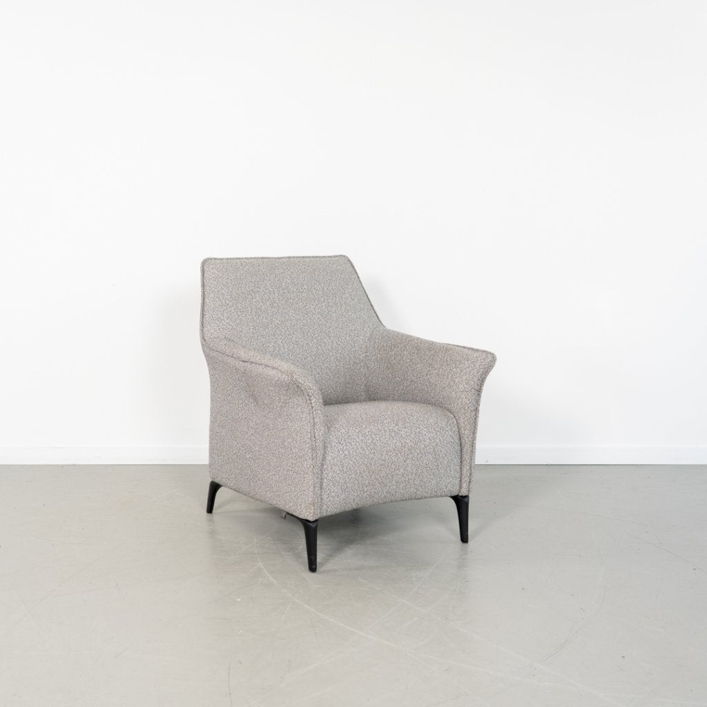2x Leolux Mayuro Fauteuil Grijs Stof Gemêleerd - Zwart Frame, Huis en Inrichting, Niet ingevuld, Minder dan 75 cm, Niet ingevuld