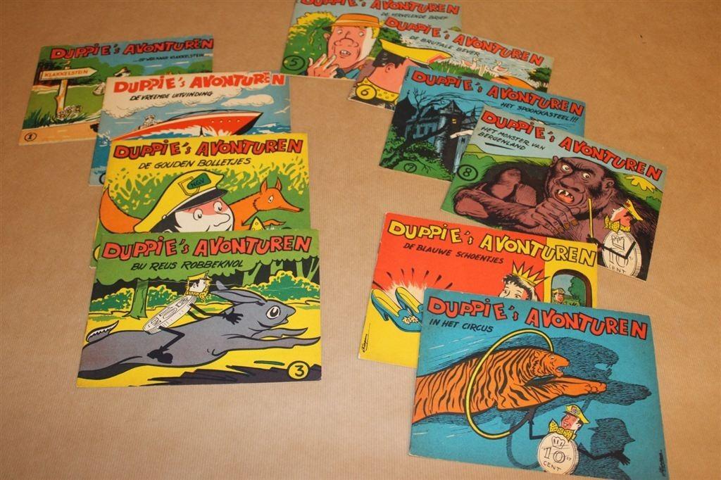 Duppie\'s avonturen - Deel 1 t/m 10 - Ca 1960, Ophalen of Verzenden, Zo goed als nieuw