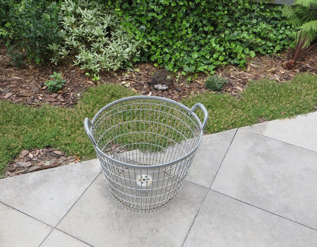 Vintage zinken aardappelmand, Ophalen, Met handvatten, Gebruikt, Mand