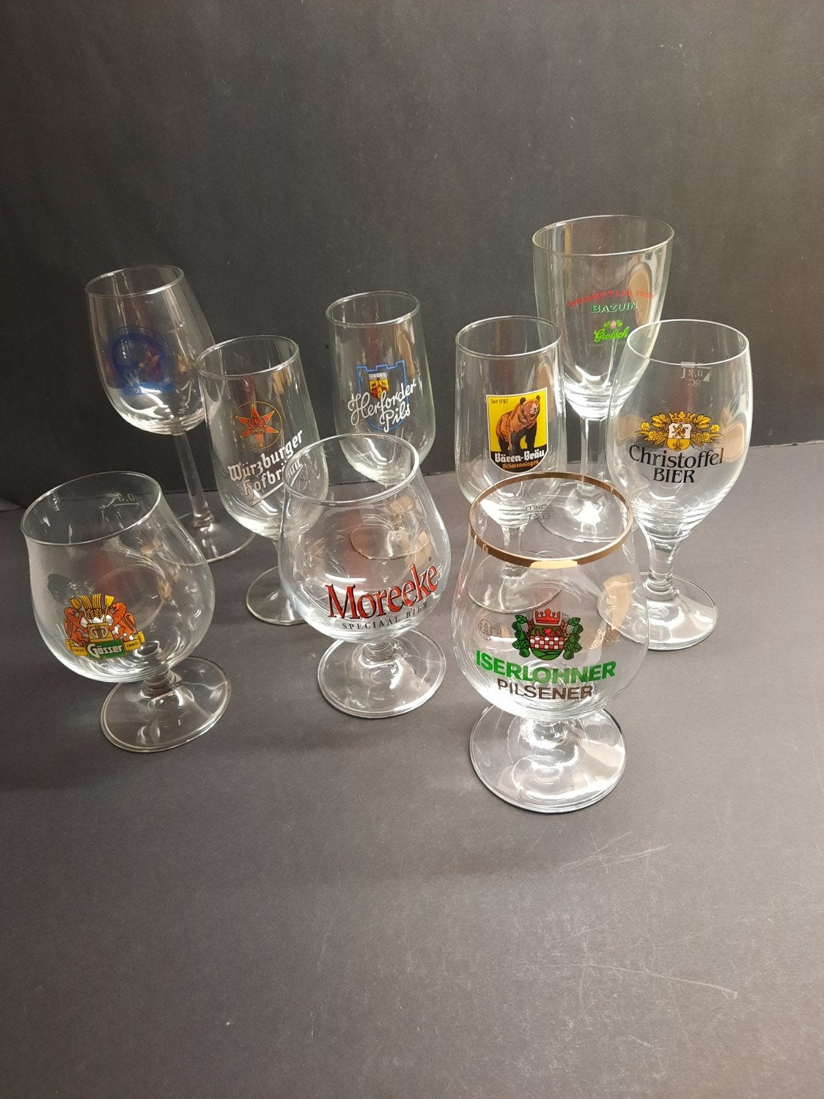 Diverse bierglazen - Set van 9 unieke glazen, Ophalen of Verzenden, Zo goed als nieuw, Glas of Glazen, Overige merken