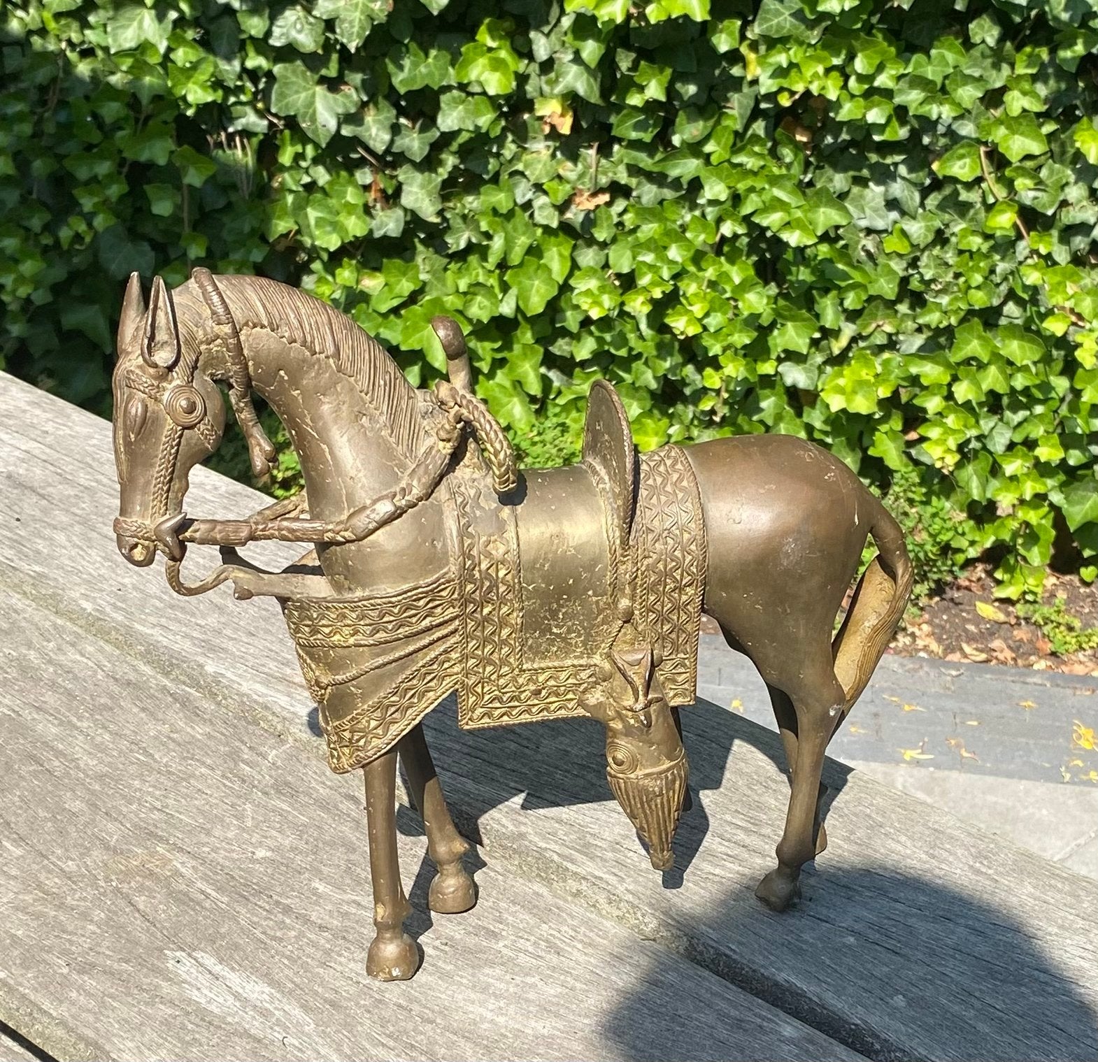 Bronzen Marwari Paard Beeld uit India - 4,5 kg, Antiek en Kunst, Kunst | Beelden en Houtsnijwerken, Ophalen of Verzenden, 20 - 50 cm