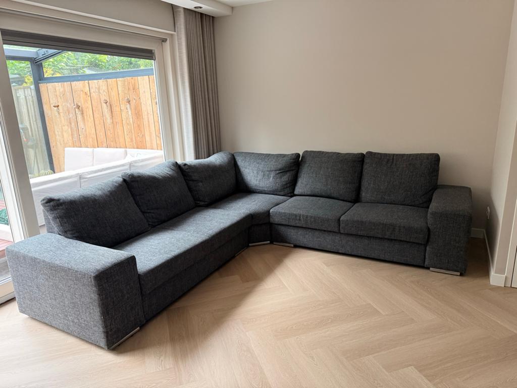 Grote hoekbank 280x280 cm - 3 delen, diepte 95 cm, Ophalen, Gebruikt, Vierpersoons of meer, Stof