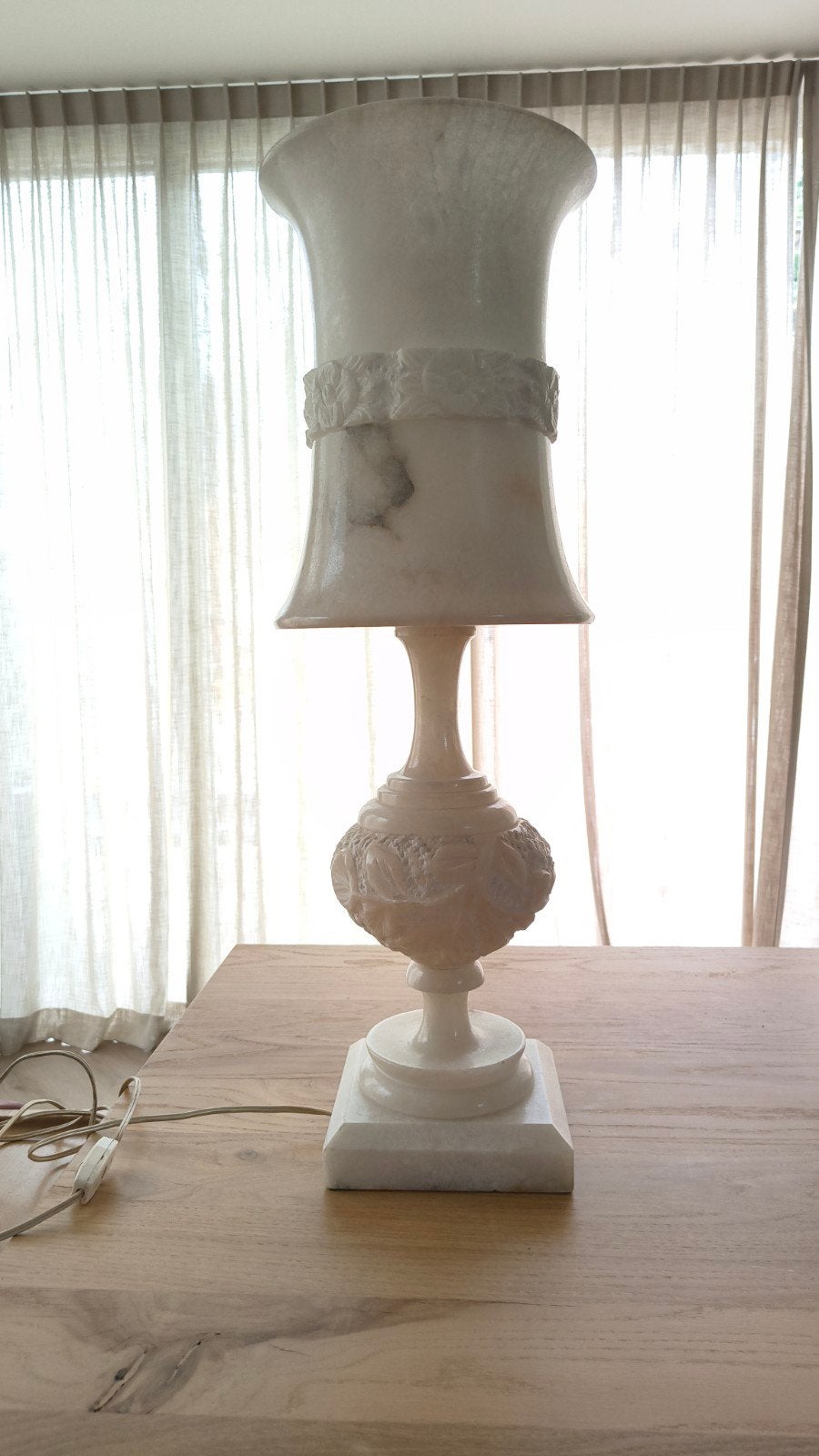Grote vintage albasten tafellamp jaren '60/'70, Ophalen of Verzenden