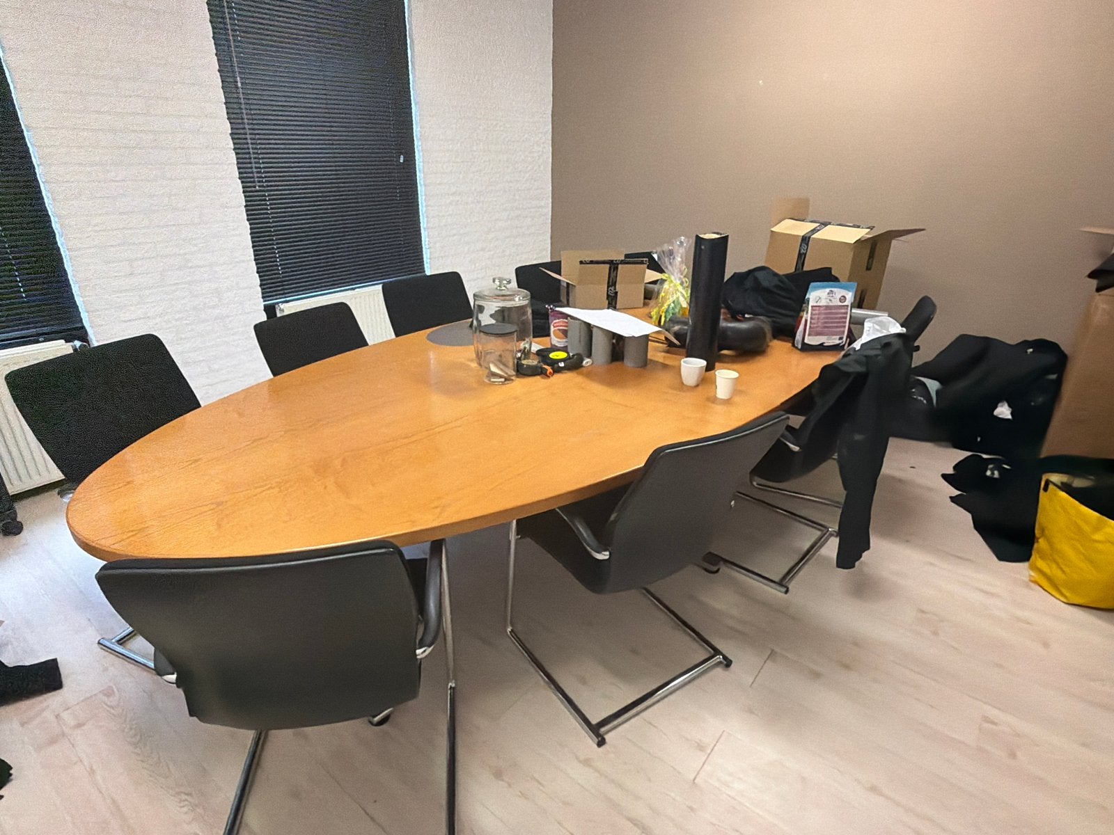Vergadertafel + stoelen, Ophalen, Gebruikt, 100 tot 150 cm, 50 tot 100 cm
