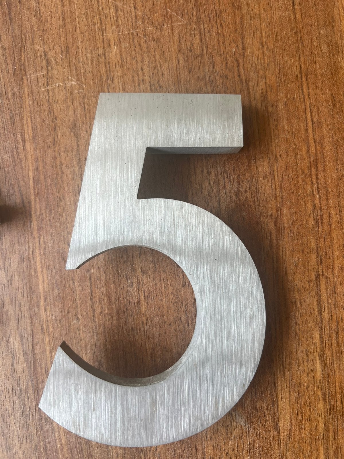 Huisnummer 5 rvs 15 cm, Ophalen of Verzenden, Gebruikt