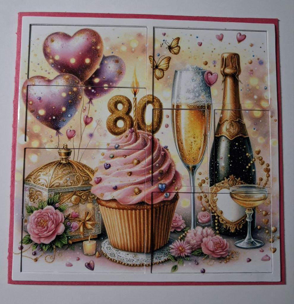 Dieptekaart 80 met cupcake en champagne, Ophalen of Verzenden, Overige thema's